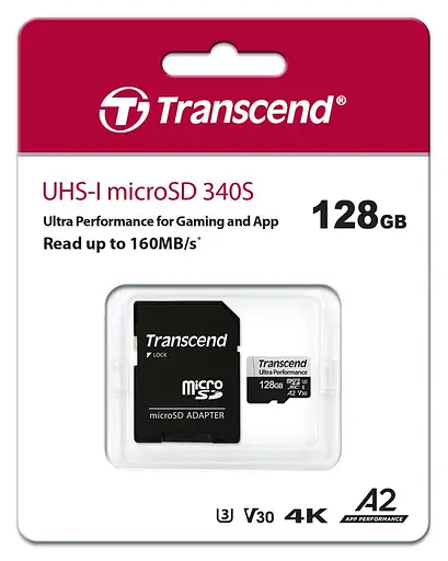 Transcend Карта пам'яті microSD 128GB C10 UHS-I U3 A2 R160/W125MB/s + SD - фото 1