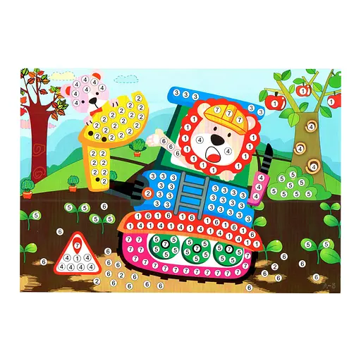 Дитяча мозаїка за номерами "Будівельники" 13-127-10 різнокольорові камінчики