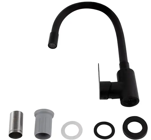 Змішувач для кухні Brinex Pure 015F3 з гнучким виливом Black Matt BRIPUR015F3BLM - фото 3