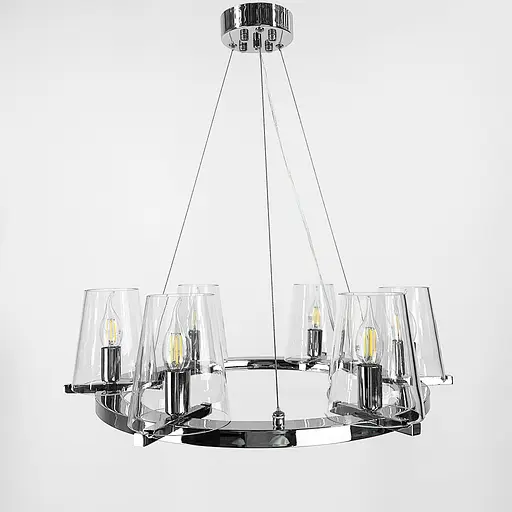 Підвісна срібна кільцева люстра PAUILLAC 60 см 6 плафонів Line.F MJ 106-600 - фото 1