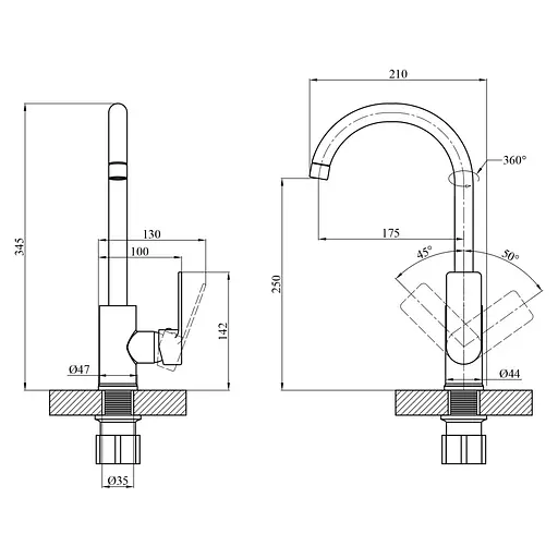 Змішувач для кухні Agua Merida - C030 (CV035429) - фото 9
