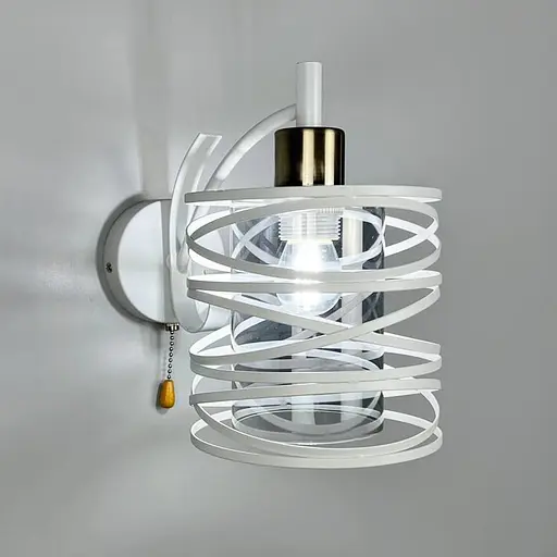 Белое металлическое бра Лофт в корпусе 25х16 см с плафоном Line F Арт. 8190/1W WT+GR - фото 2