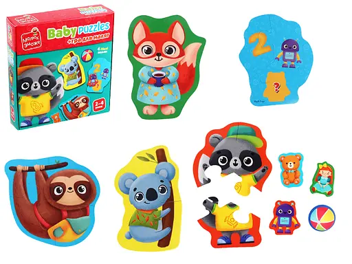 Пазлы картонные Животные. Игрушки, VT1722-27