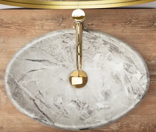 Умивальник Rea Linda stone накладний REA-U1020, Сірий - фото 4