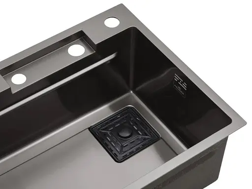 Кухонная мойка Kroner KRP Schwarze - SET7545HM PVD (3.0/0.8 мм) (CV033382) - фото 12
