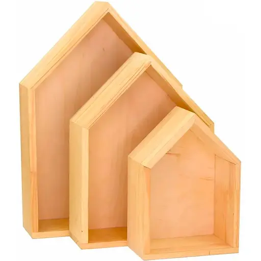 Набір дерев'яних декоративних поличок Rosa Talent Кораблики 3 шт (14.5х21х8 см 21х28.5х8 см 24.5х36х8 см)