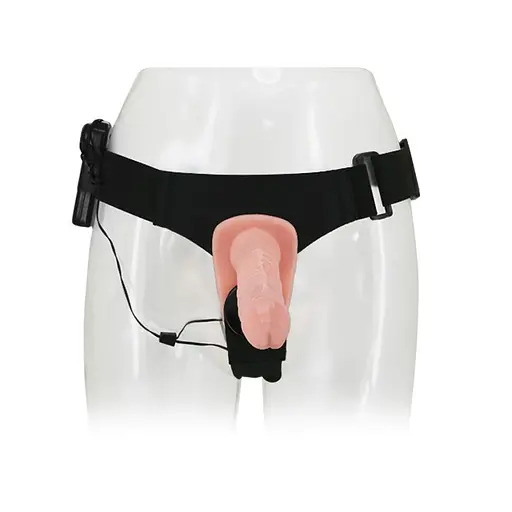 Двойной страпон с вибрацией LyBaile Ultra Passionate Harness 17 см телесный - фото 5