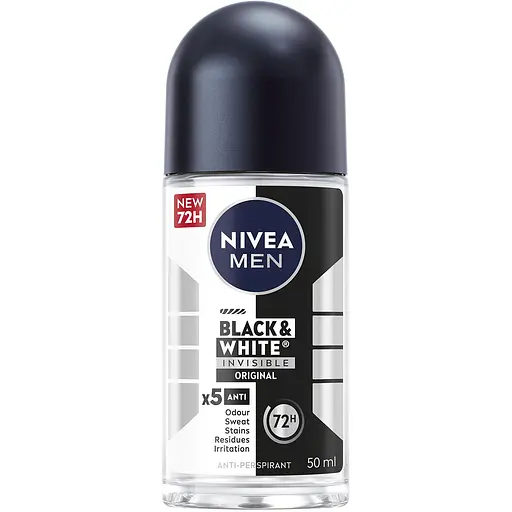 Антиперспірант NIVEA MEN Чорне та Біле невидимий: класичний кульковий 50 мл - фото 1