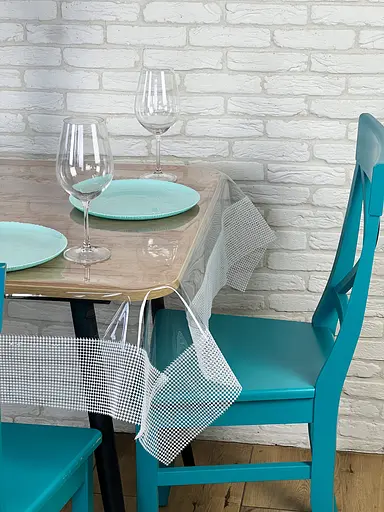 Скатертина силіконова з білою перлинною стрічкою 270х180 см - фото 7