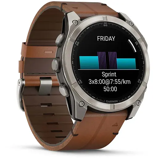 Смарт-часы Garmin Fenix 8 51 мм AMOLED Сапфир Графит/Карбоновый DLC Титан с кожаным ремешком QuickFit 26 мм - фото 3