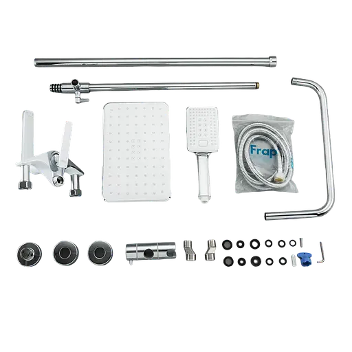 Душова система Frap F2458, поворотний вилив - перемикач на лійку/душ, 3 режими, білий/хром - фото 5