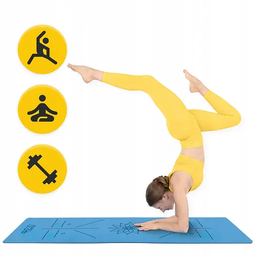 Коврик (мат) спортивный 4FIZJO PU 183 x 68 x 0.4 см для йоги и фитнеса 4FJ0588 Blue (P-5907739319555) - фото 3