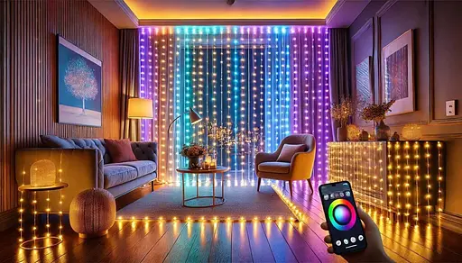 Умная гирлянда-штора Sun Lamp Smart 3x3 м RGB с управлением Bluetooth - фото 5