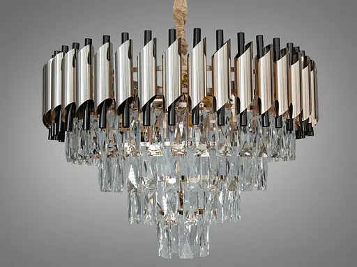 Колоритная новинка, современная хрустальная люстра на 9 ламп, золото+черный - фото 1