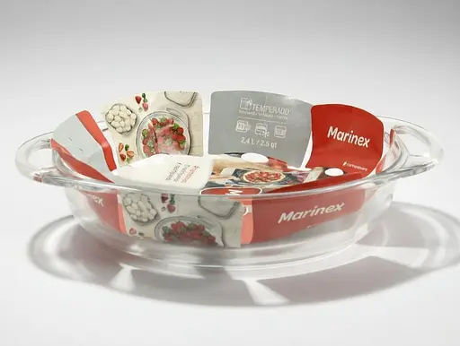 Деко для запікання кругле жароміцне скло з ручками Marinex 2.4 л (6496) - фото 2