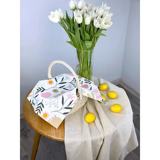 Пасхальное полотенце водоотталкивающее для корзины Пасхальные зайчики 40х30 см Серый - фото 6