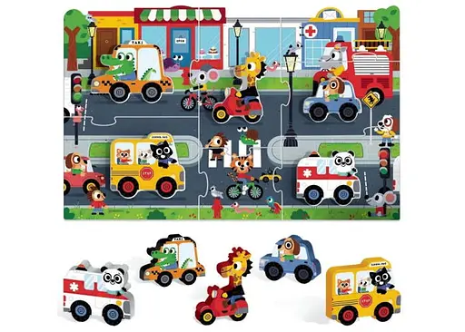 Настольная игра Headu Мой первый пазл Монтессори. Город (First Puzzle Montessori. The City) (IT22373) - фото 2