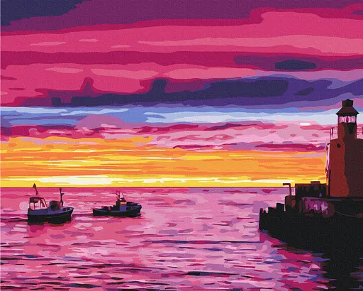 Картина за номерами на підрамнику Brushme Захід на причалі