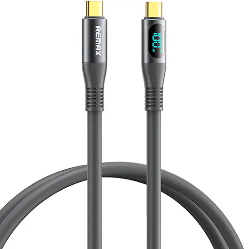 Дата кабель для заряджання з дисплеєм Remax RC-C032 Type-C - Type-C 100W/5А 1,2м Гумовий Grey