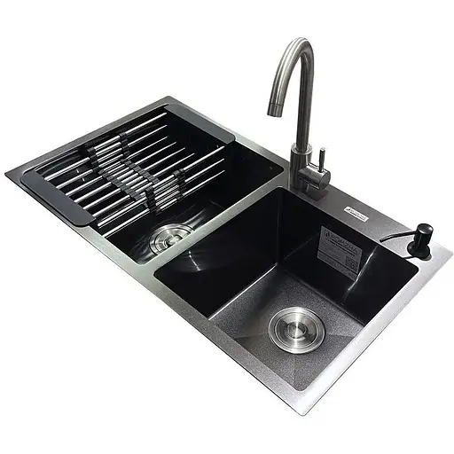 Комплект мийка + змішувач Romzha Arta U-730SDN BL (A) - фото 1