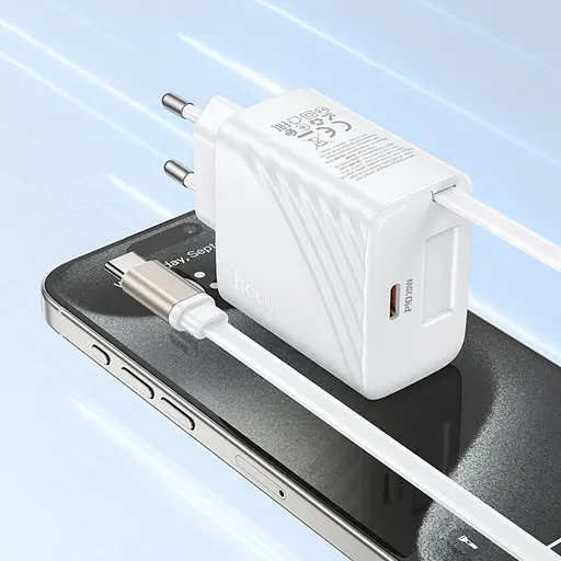 Зарядний пристрій Hoco N57 Type-C PD + кабель Type-C білий - фото 2