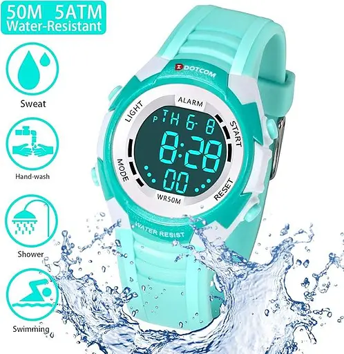 Детские часы для подростков цифровые часы для мальчиков, девочек, детские спортивные 5 ATM, водонепроницаемые, с секундомером - фото 5