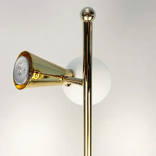 Золотий торшер ABELINA з білим плафоном на два джерела світла Line.F YG 8006-2L GD - фото 3