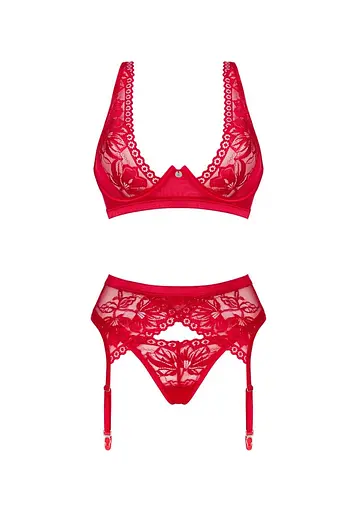 Комплект білизни Obsessive Lacelove XS/S червоний - фото 7