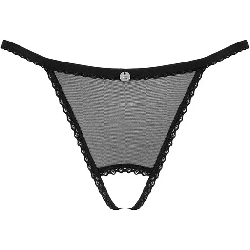 Прозорі стрінги з доступом Obsessive Celia Noir crotchless Thong M/L - фото 5