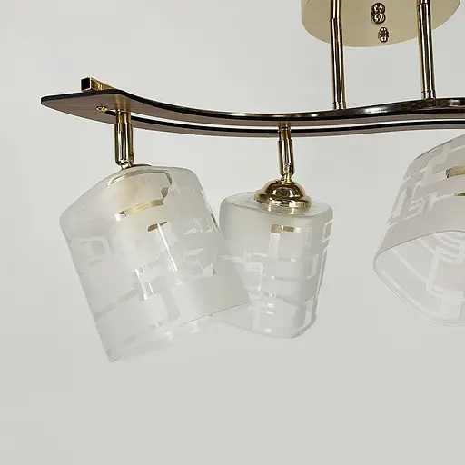 Золотий світильник із декором дерева на 4 плафони у корпусі 60 см | Арт. 6032/4 GD | Line F - фото 2