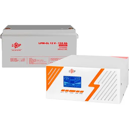 Источник бесперебойного питания (ИБП) LogicPower LPM-PSW-1500VA 12V + АКБ LPM-GL 12V - 150 Ah (29694) [110200]
