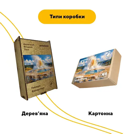 Дерев'яний фігурний пазл Гейзери Єллоустоуна, А2, Дерев'яна коробка 300+ елементів - фото 3