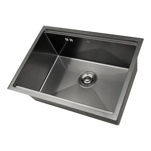 Кухонна мийка чорна під стільницю декорована з покриттям PVD Nett NBS-5742., Чорний - фото 2