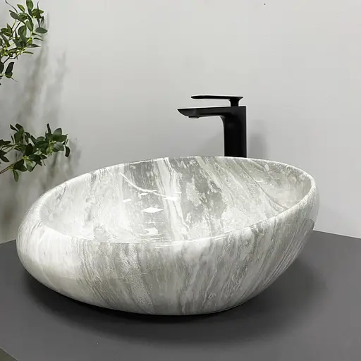 Умивальник VBI Riccia light stone glossy накладний VBI-017202, Мармур - фото 2