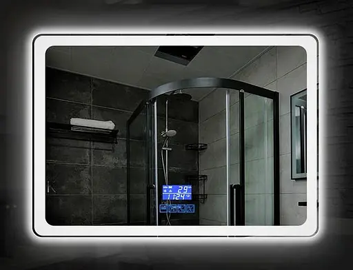 Зеркало Dusel DE-M3051 65x80 с часами, Белый - фото 1