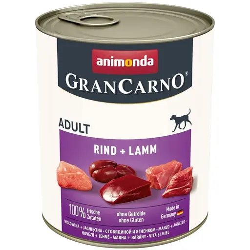 Влажный корм Animonda GranCarno для взрослых собак с говядиной и ягненком 800 г - фото 1