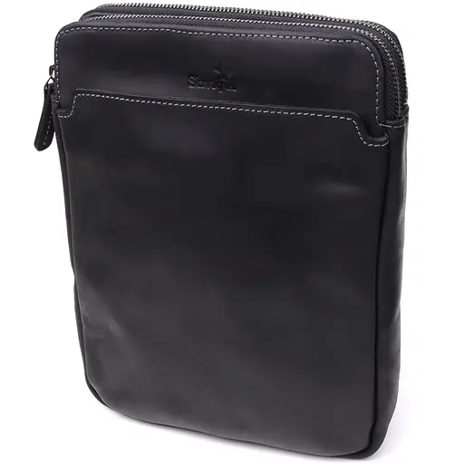 Практична чоловіча сумка через плече із вінтажної натуральної шкіри SHVIGEL 20х26х4,5 см sum0027437 - фото 1