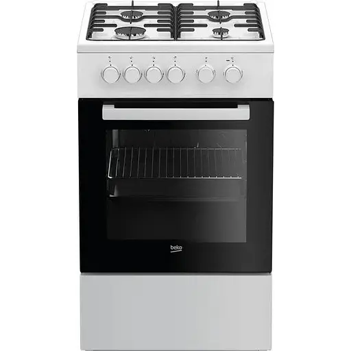 Плита комбінована Beko FSS52020DW У1 перепакована, білий, варильна поверхня з духовкою, механічне, 4 газові конфорки, електрична - фото 1