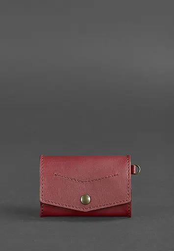 Женская кожаная монетница с клапаном 1.0 бордовая. - фото 2
