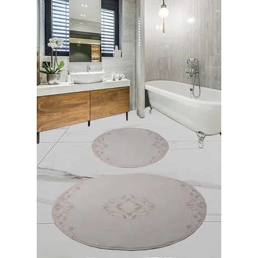 Набір килимків для ванної кімнати Diva Nice з гипюром Ecru 60 x 100 + 50 x 60