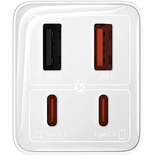 Зарядний пристрій Baseus GaN6 Pro 100W Fast Charger (4 виходи 2 Type-C + 2 USB-A) + кабель Type-C 100W (CCGAN100E6) - фото 5