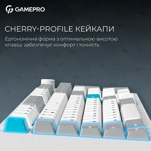 Клавіатура GamePro Asgard Drakkar Keychron Super Red Switch Wireless/Bluetooth/USB White бездротова (MK305WH) - фото 7