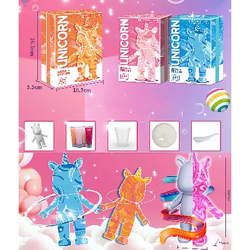 Набір для творчості Єдиноріг, 15.5 см, фарби, стакан, рукавички