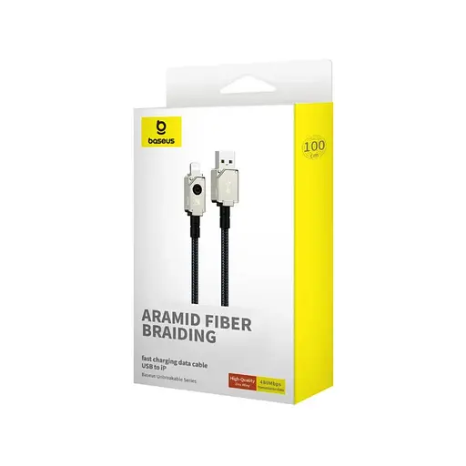 Кабель Baseus Unbreakable Series Fast Charging Data Cable USB to iP 2.4A 1 м Stellar білий - фото 2
