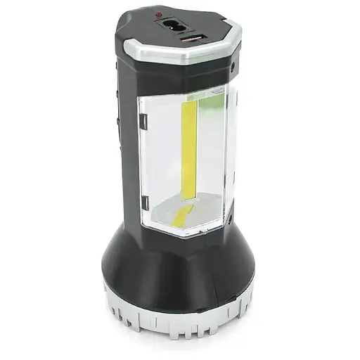 Фонарик ручной T-50, 1+1 режим, встроенный акум, USB выход, Box