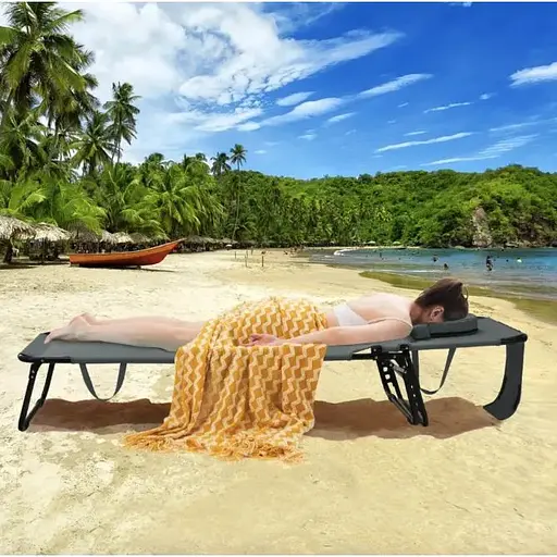 Шезлонг Costway Hanna раскладной с серым отверстием для лица - фото 2