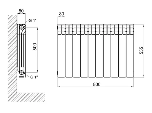 Радіатор біметалічний Thermo Alliance Bi-Ferrum F500800B - фото 8