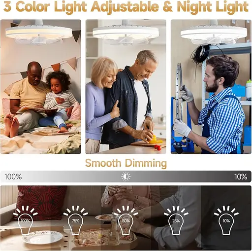 Потолочный вентилятор Acesal 12" с подсветкой и пультом дистанционного управления. - фото 3