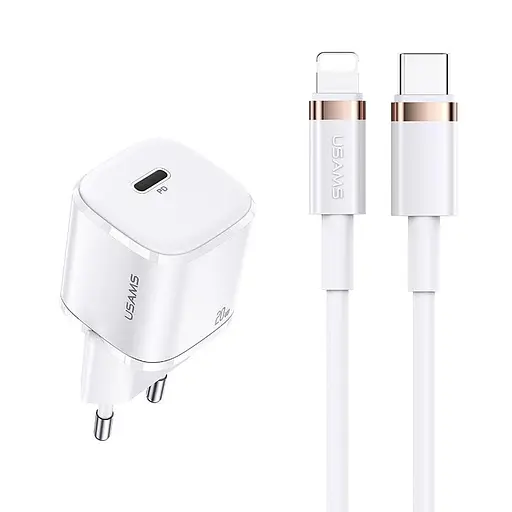 Адаптер сетевой USAMS T36 с Type-C to Lightning XFK Super Cube Series CC124 набор белый - фото 1
