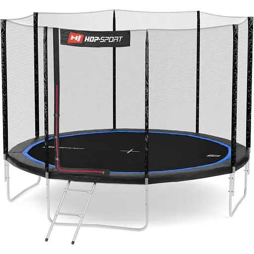 Батут Hop-Sport 12ft (366см) чорно-синій з зовнішньою сіткою